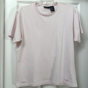 LIZ CLAIBORNE Liz Sport pink striped tee size L